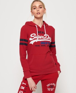 Superdry Vintage Logo Classic Retro Női Kapucnis Pulóver Piros | UDNJV0716